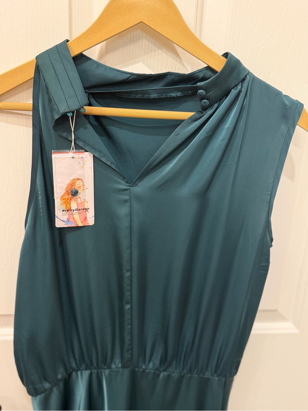 NWT PrettyGarden Teal Sleeveless High-Neck Dress - Picture 4 of 7